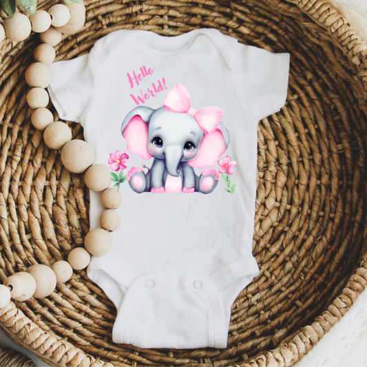 Milestone Onesies- Princess Baby Elephants