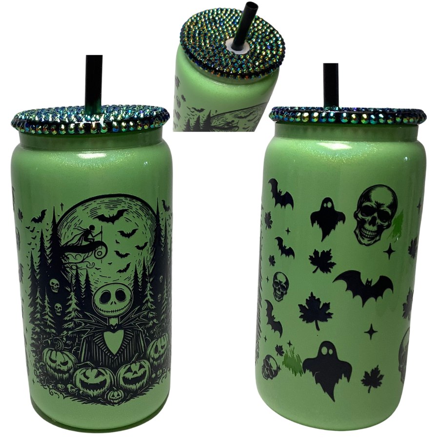 Halloween Sparkle Glass Can Tumbler