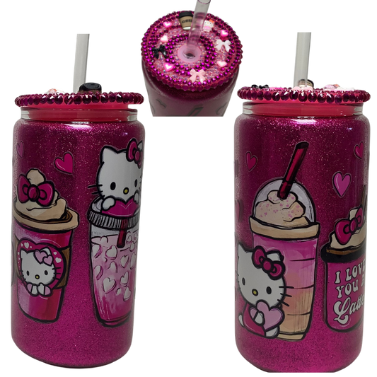 Glass Can Sparkle Tumbler- Kitty Latee