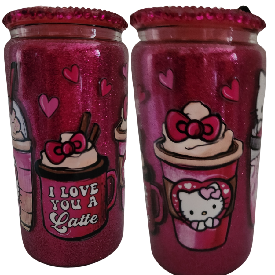 Glass Can Sparkle Tumbler- Kitty Latee